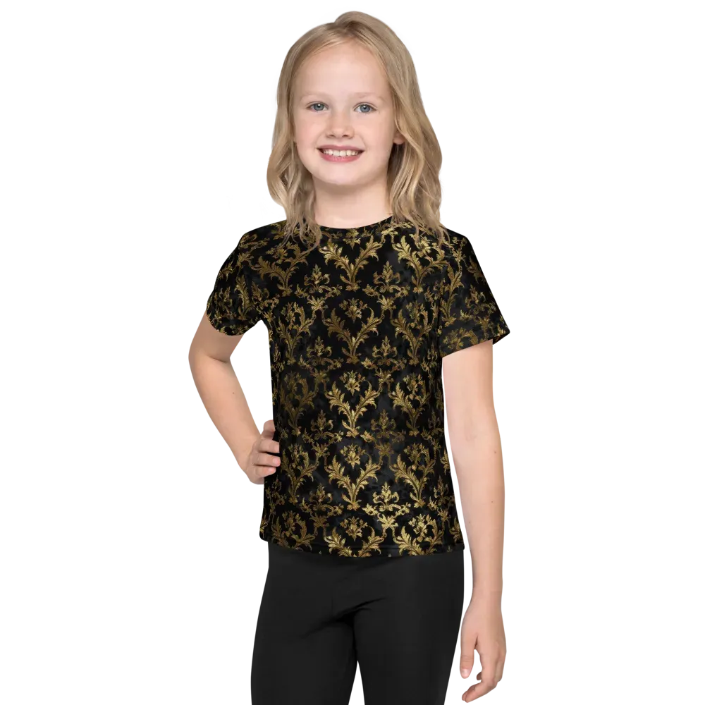 Gilded Damask on Kids Crew Neck T-Shirt — Front