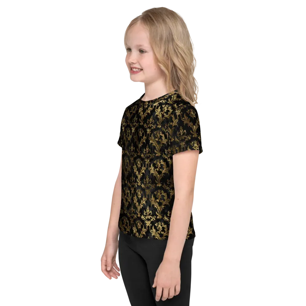Gilded Damask on Kids Crew Neck T-Shirt — Left