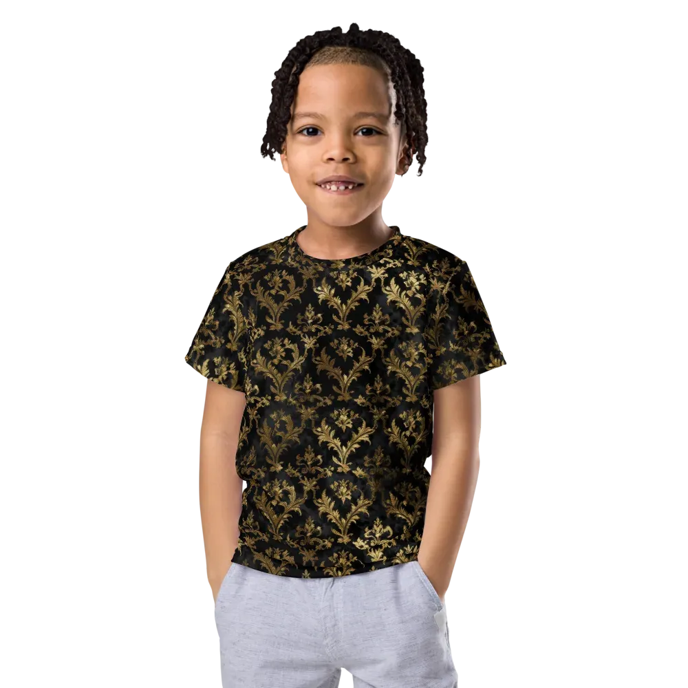 Gilded Damask on Kids Crew Neck T-Shirt — Front