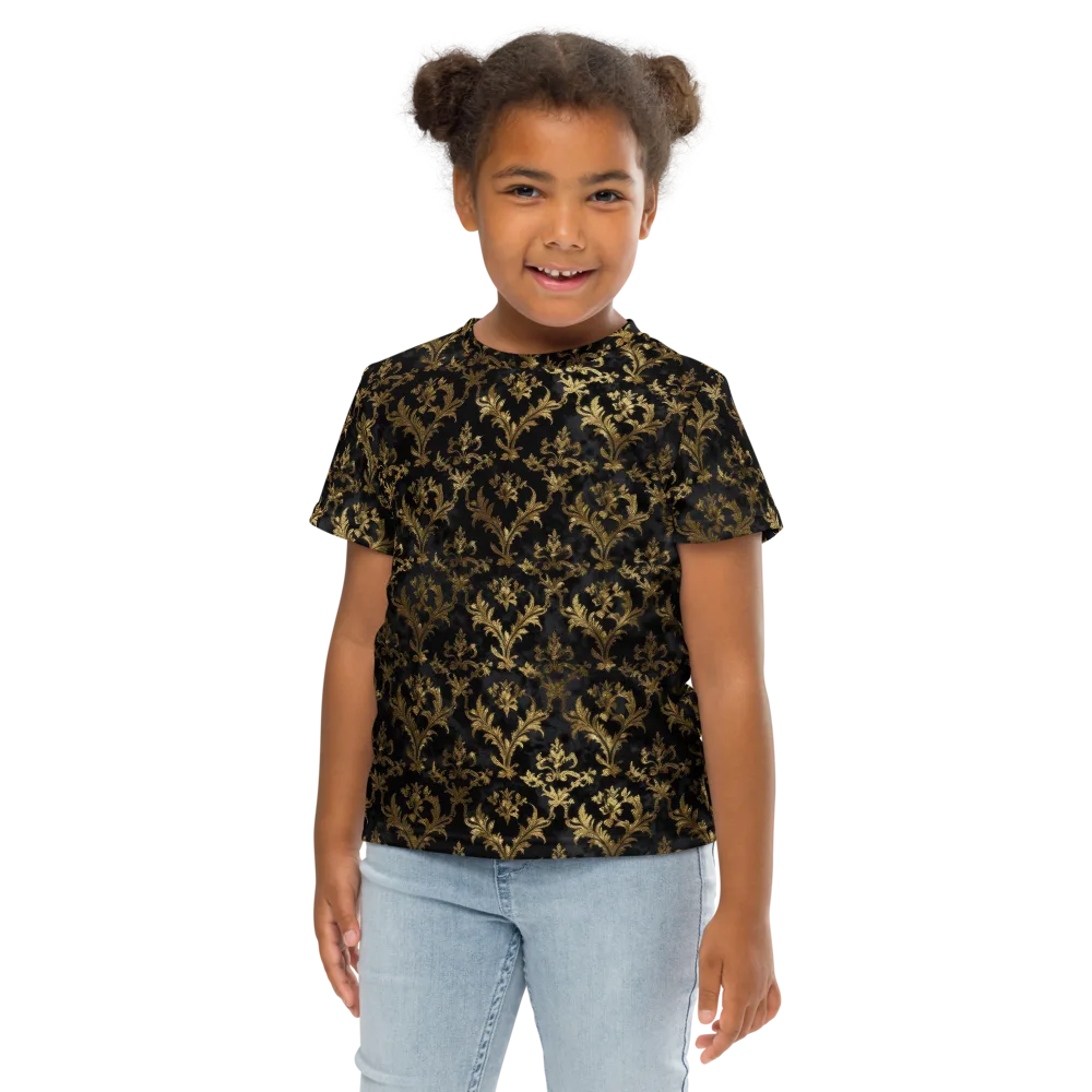 Gilded Damask on Kids Crew Neck T-Shirt — Front