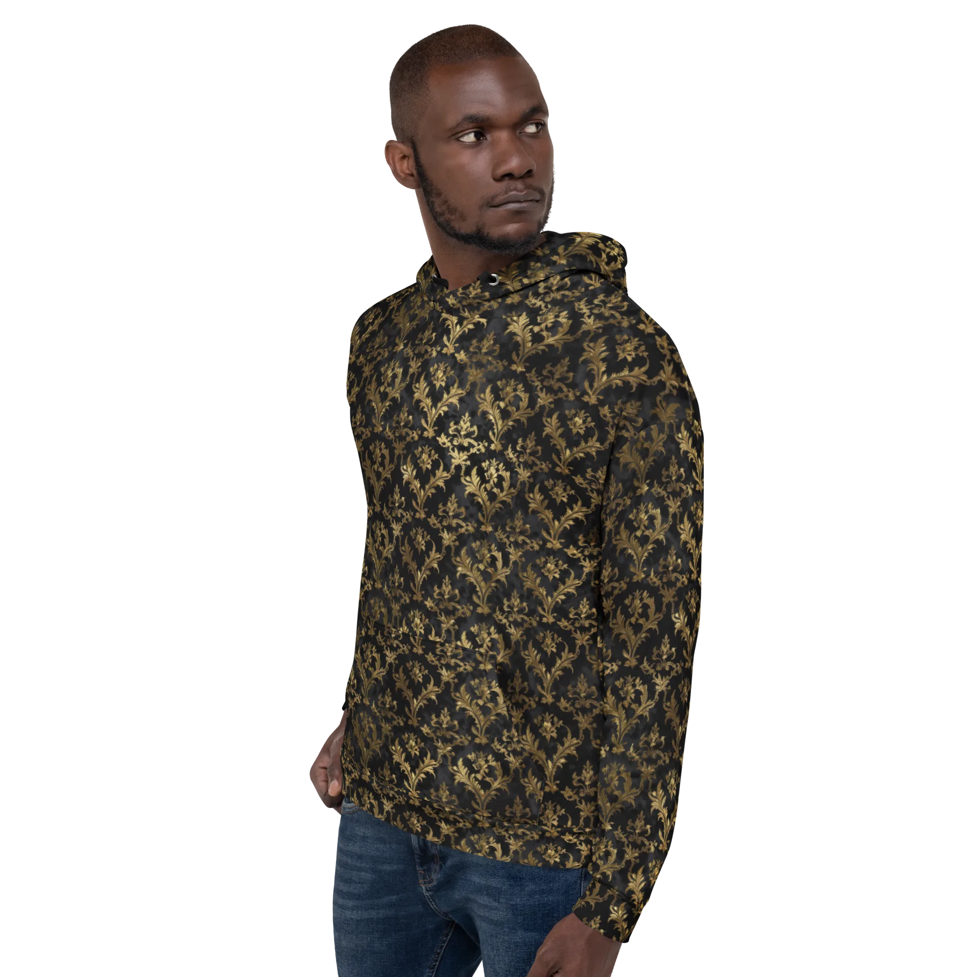 Gilded Damask on Hoodie — Left
