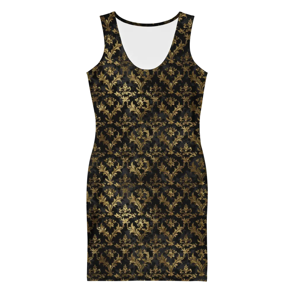 Gilded Damask on Bodycon Dress — Front