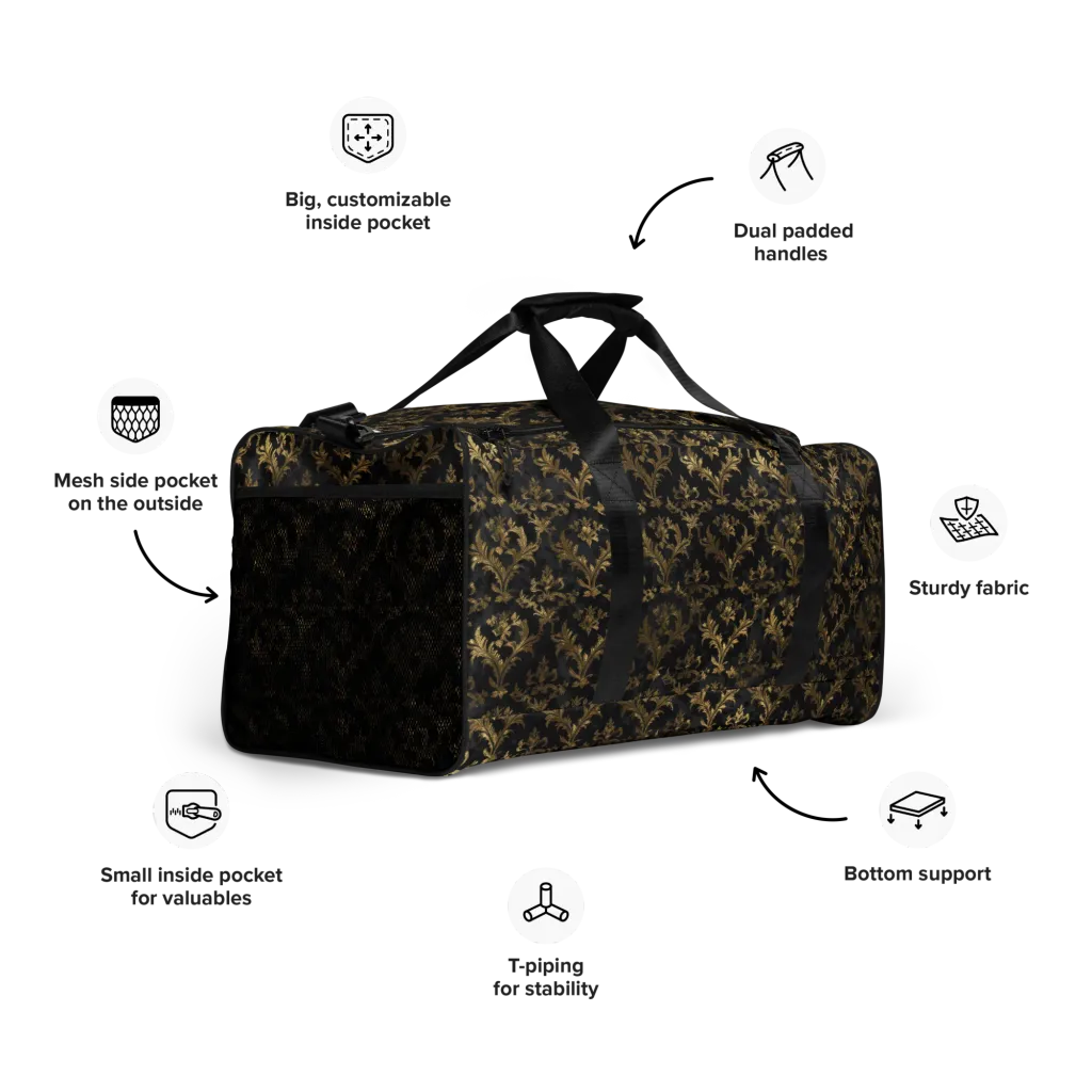 Gilded Damask on Duffle Bag — Right Front