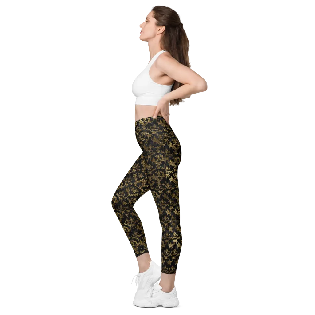 Gilded Damask on Leggings with Pockets — Left