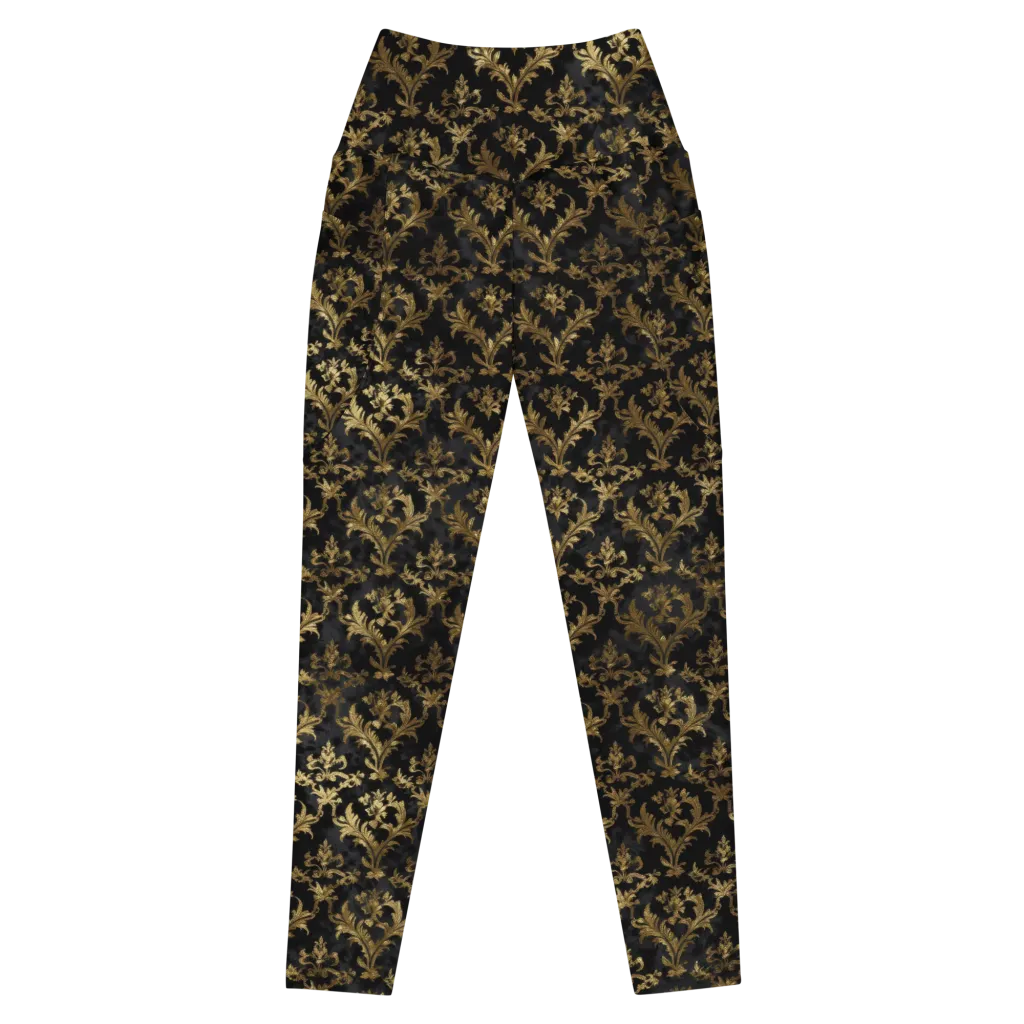 Gilded Damask on Leggings with Pockets — Front