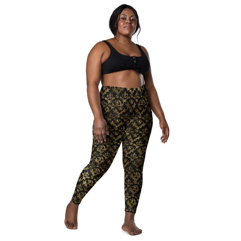 Gilded Damask on Leggings with Pockets — Front