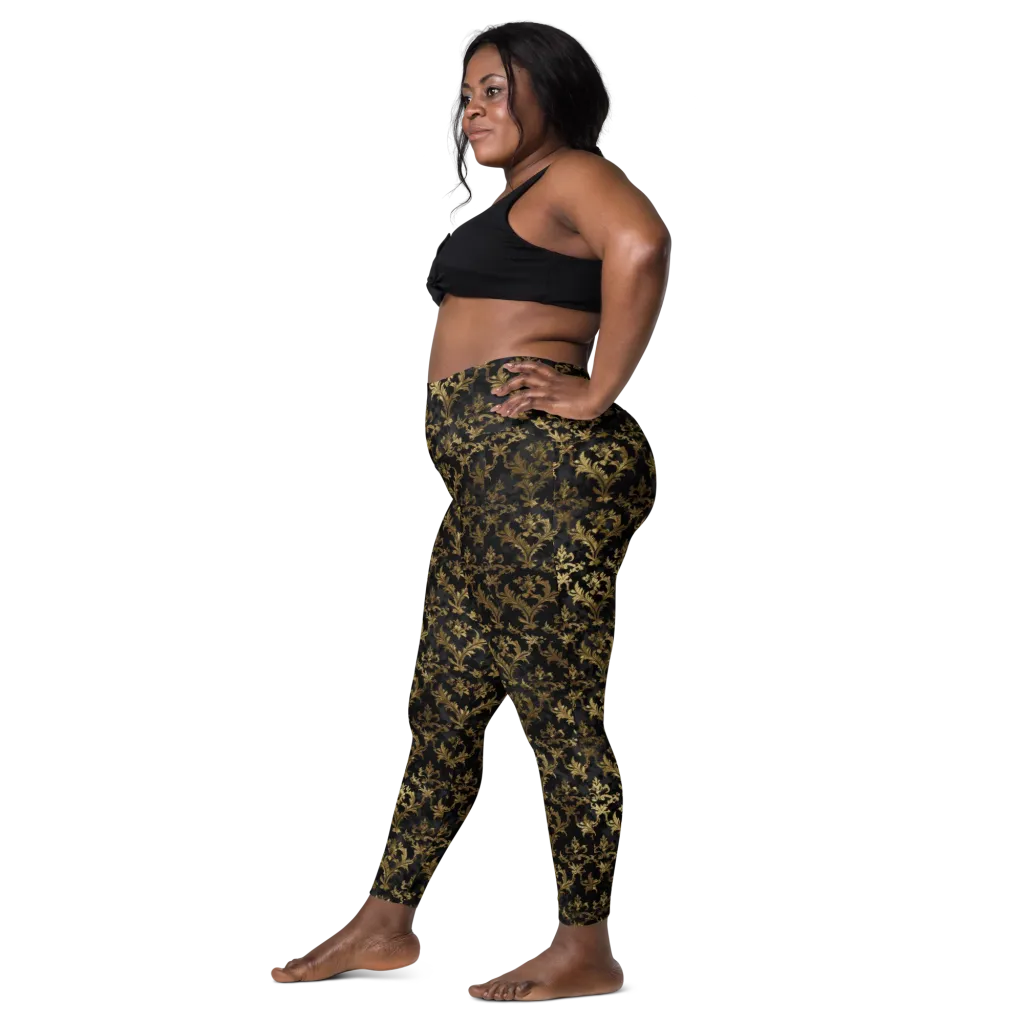Gilded Damask on Leggings with Pockets — Left