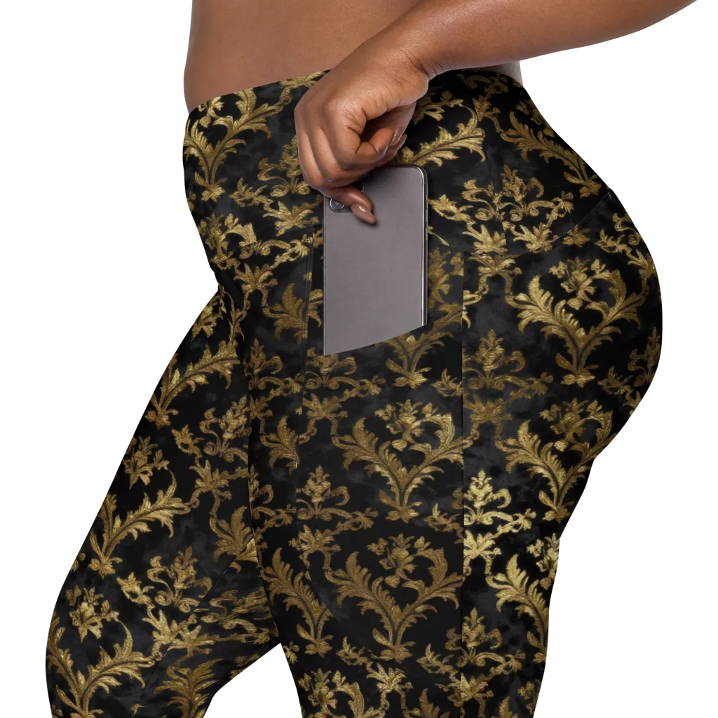 Gilded Damask on Leggings with Pockets — Product details 2