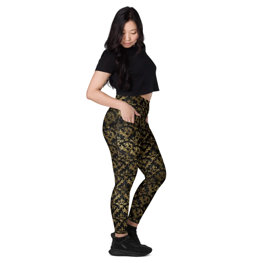 Gilded Damask on Leggings with Pockets — Right