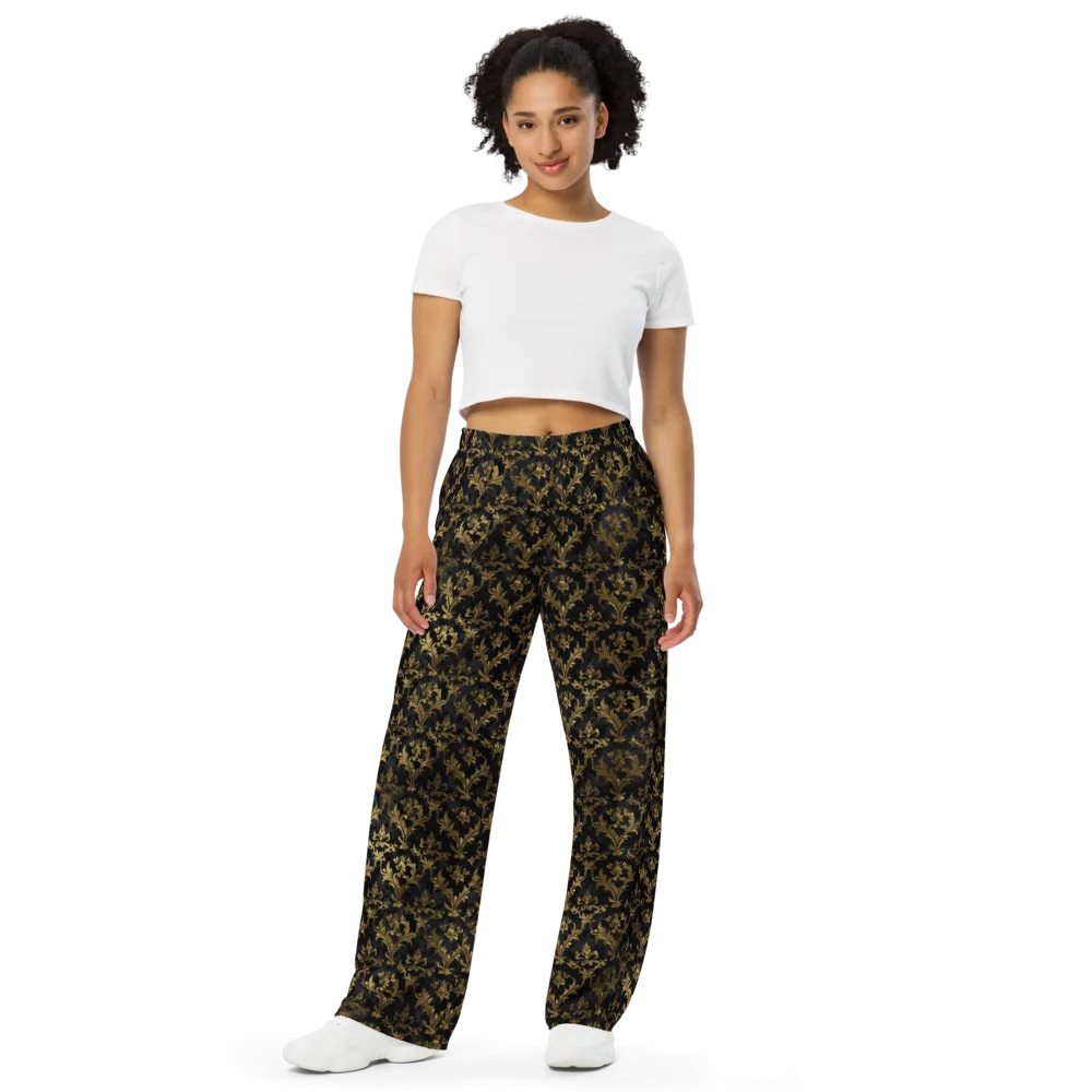 Gilded Damask on Wide-Leg Pants — Front