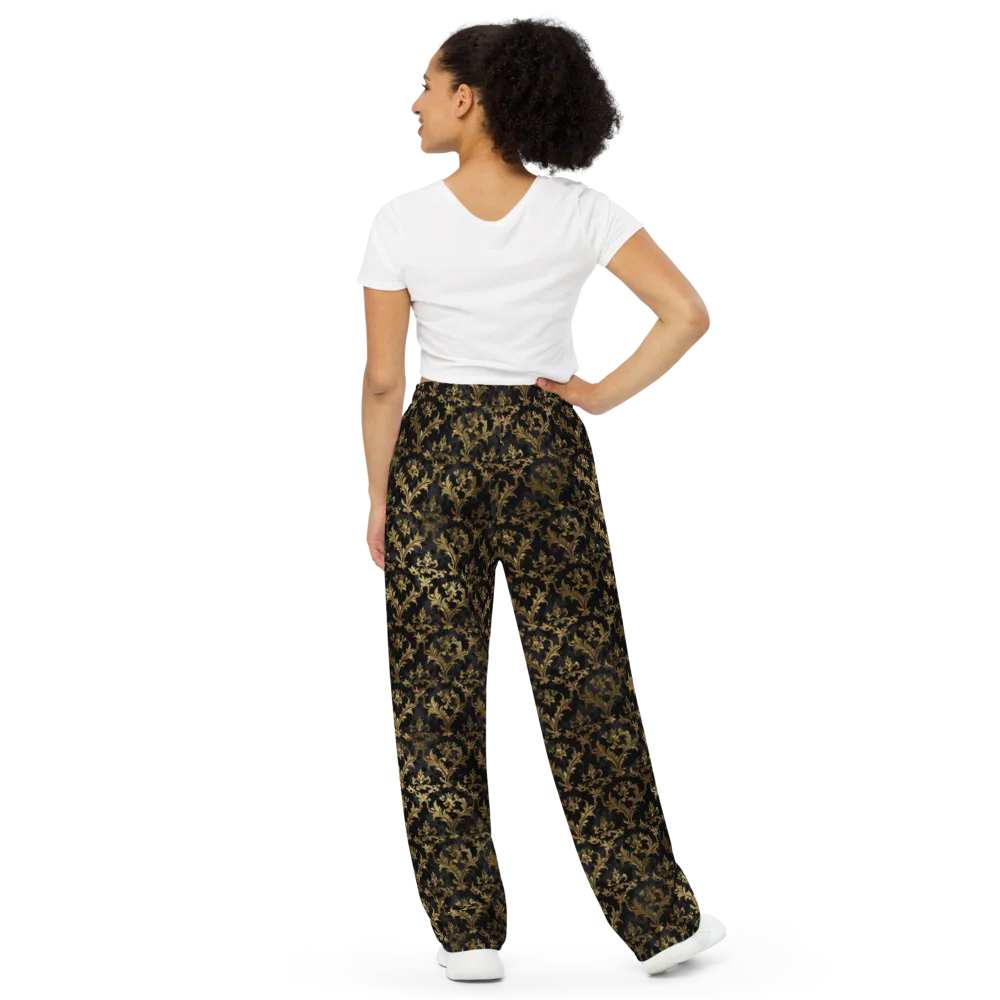 Gilded Damask on Wide-Leg Pants — Back