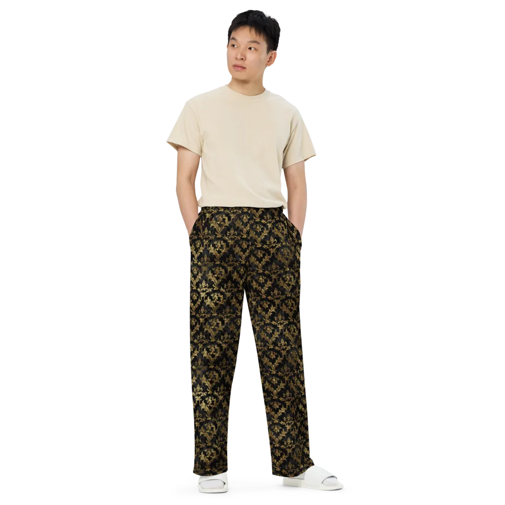 Gilded Damask on Wide-Leg Pants — Front