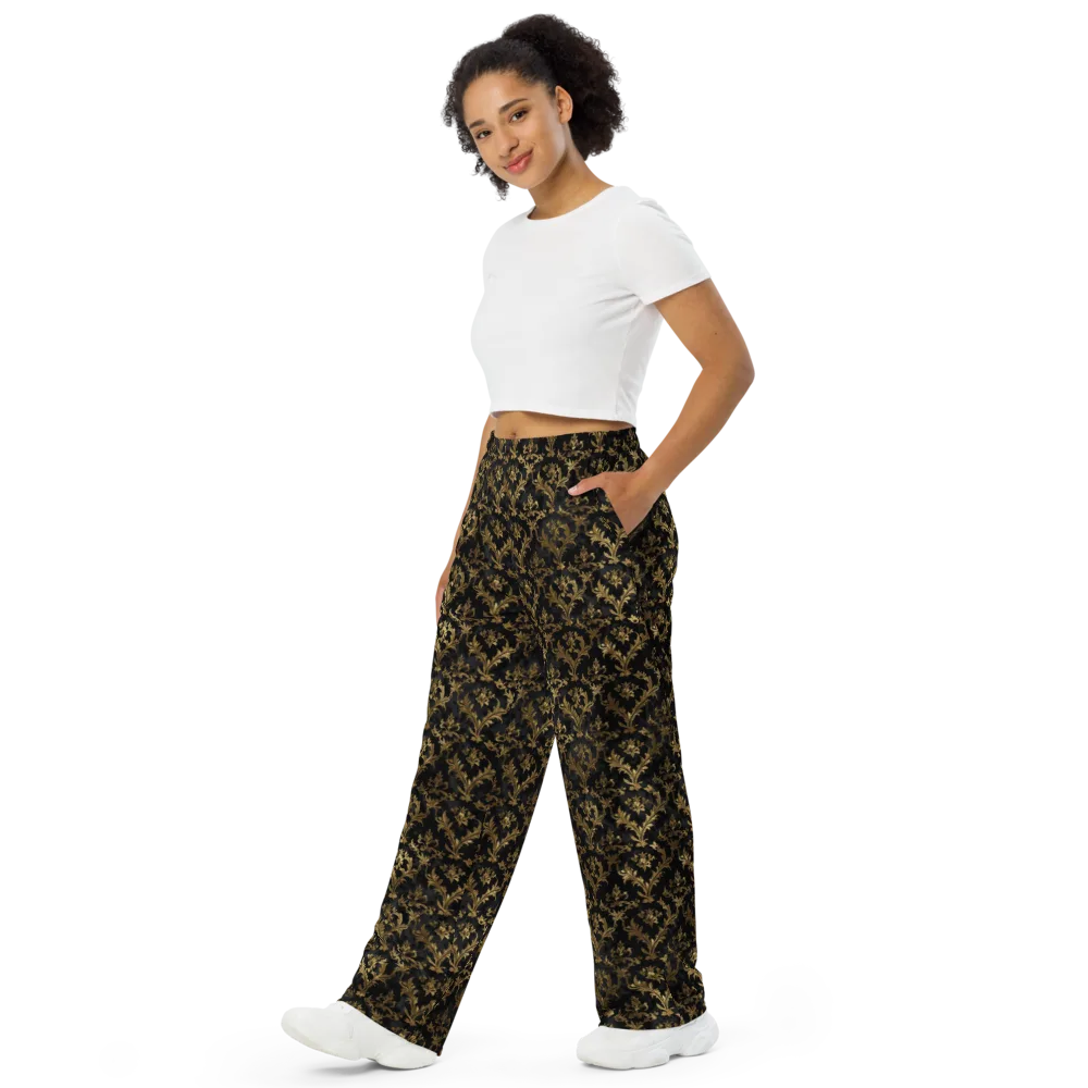 Gilded Damask on Wide-Leg Pants — Left Front