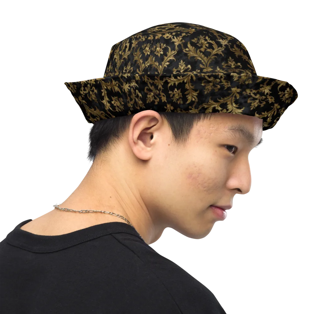 Gilded Damask on Reversible Bucket Hat — Right Outside