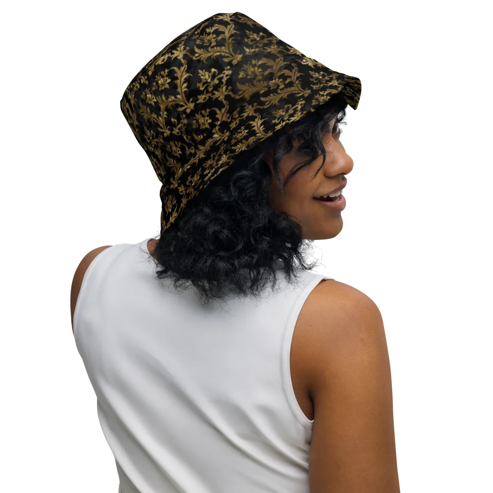 Gilded Damask on Reversible Bucket Hat — Right Outside