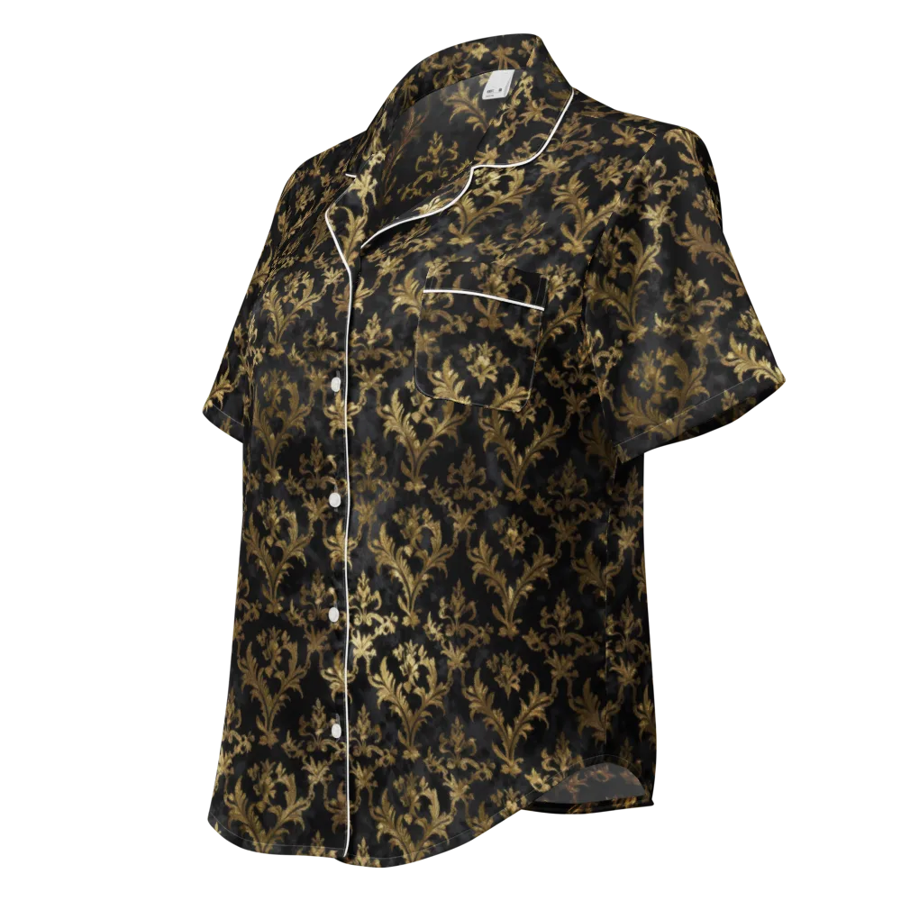 Gilded Damask on Women's Short Sleeve Pajama Top — Left Front