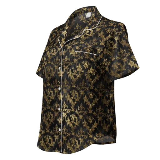 Gilded Damask on a Women's Short Sleeve Pajama Top