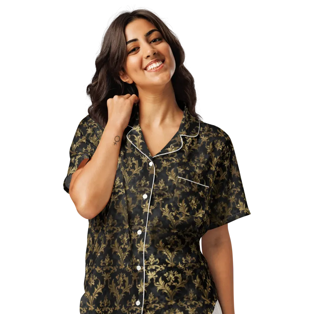 Gilded Damask on Women's Short Sleeve Pajama Top — Front