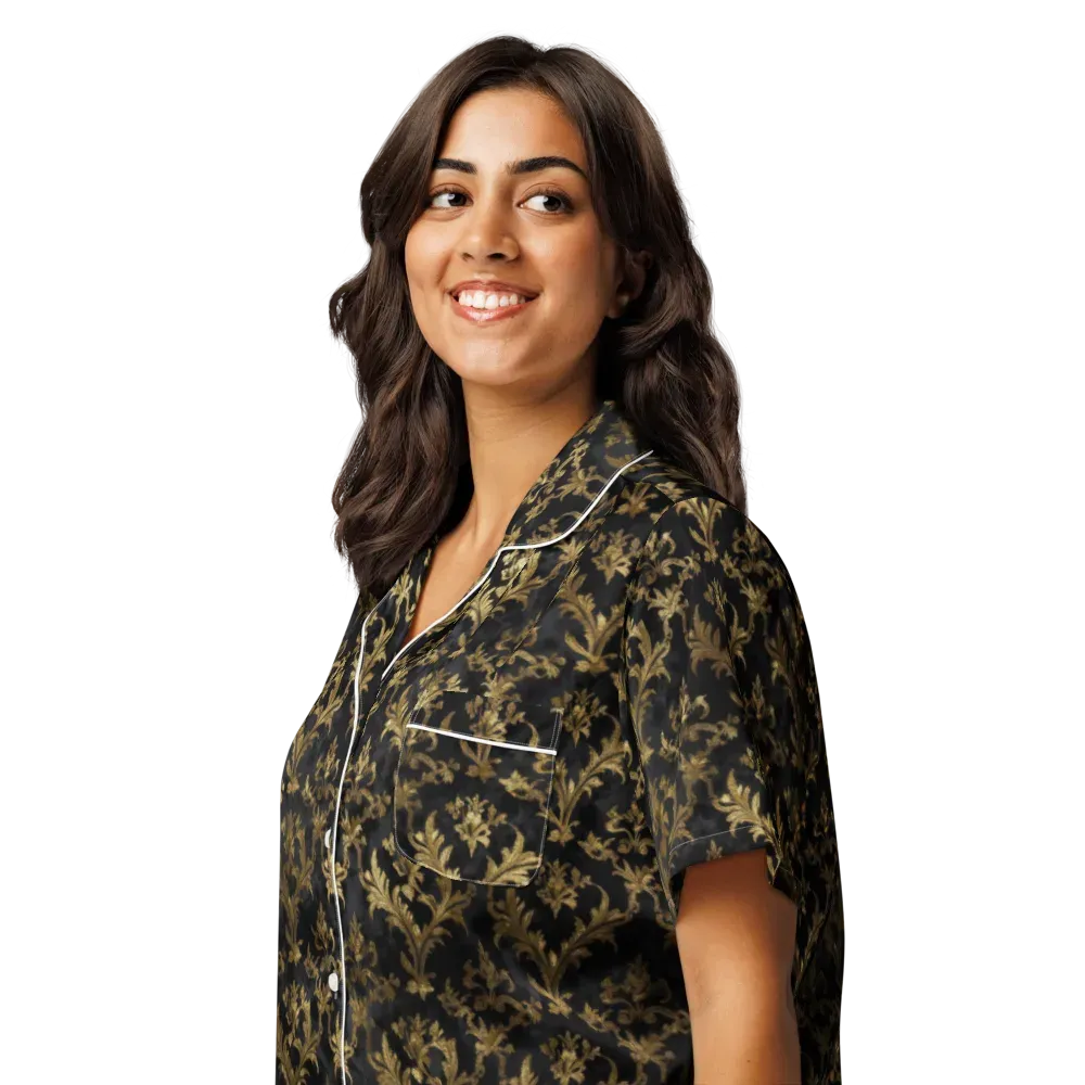 Gilded Damask on Women's Short Sleeve Pajama Top — Left Front