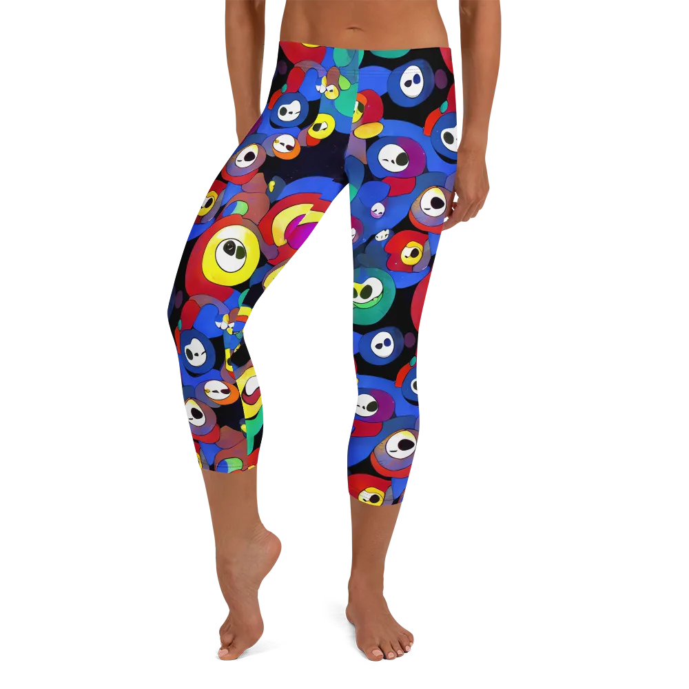 Neon Watchers on Capri Leggings — Front