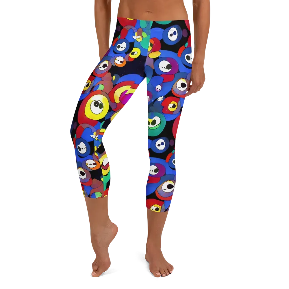 Neon Watchers on Capri Leggings — Front