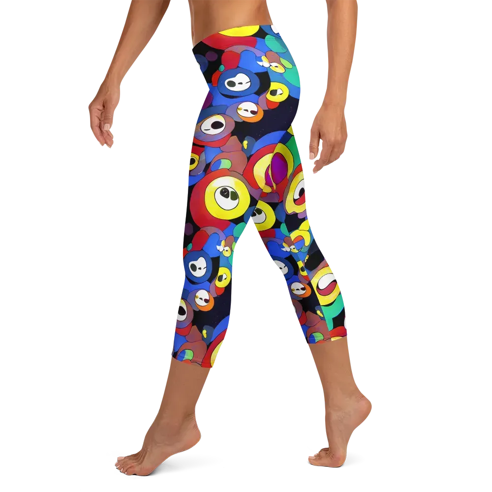 Neon Watchers on Capri Leggings — Left
