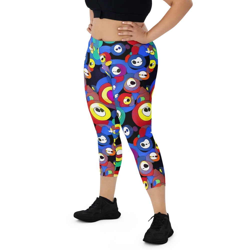 Neon Watchers on Capri Leggings — Front