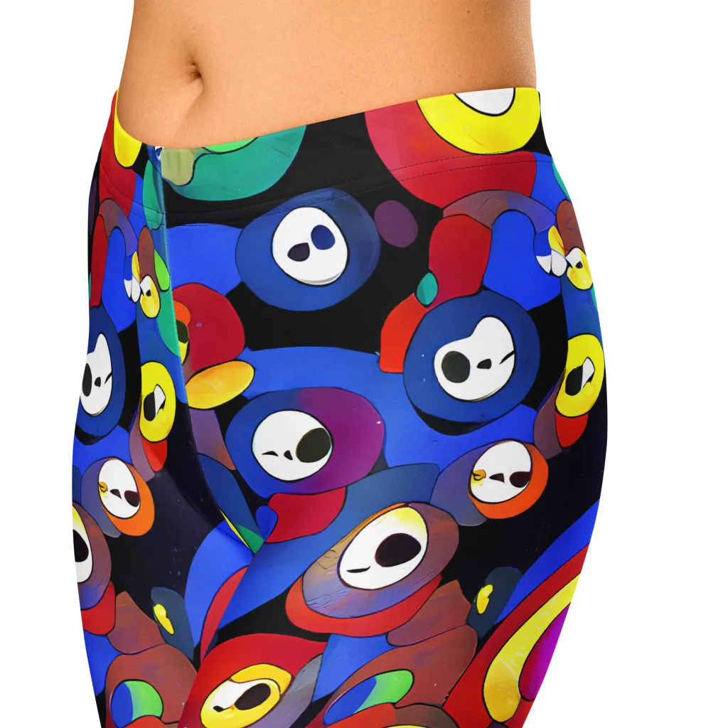 Neon Watchers on Capri Leggings — Zoomed-in