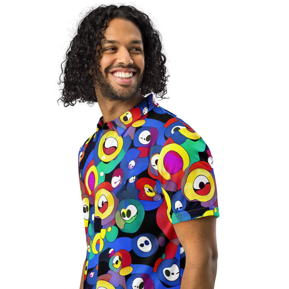 Neon Watchers on Men's Slim Fit Polo Shirt — Left Front