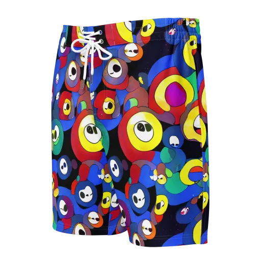 Neon Watchers on a Men's Board Shorts