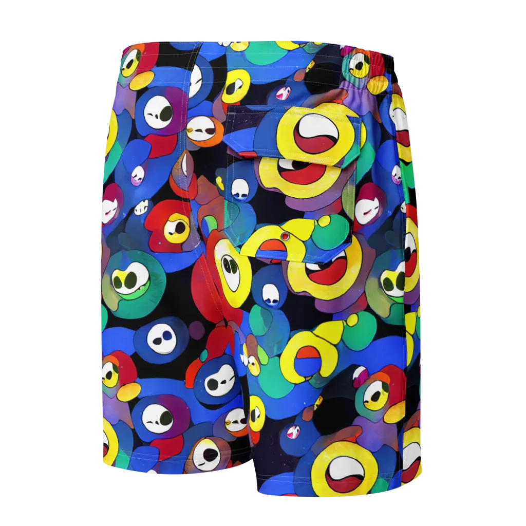 Neon Watchers on Men's Board Shorts — Back