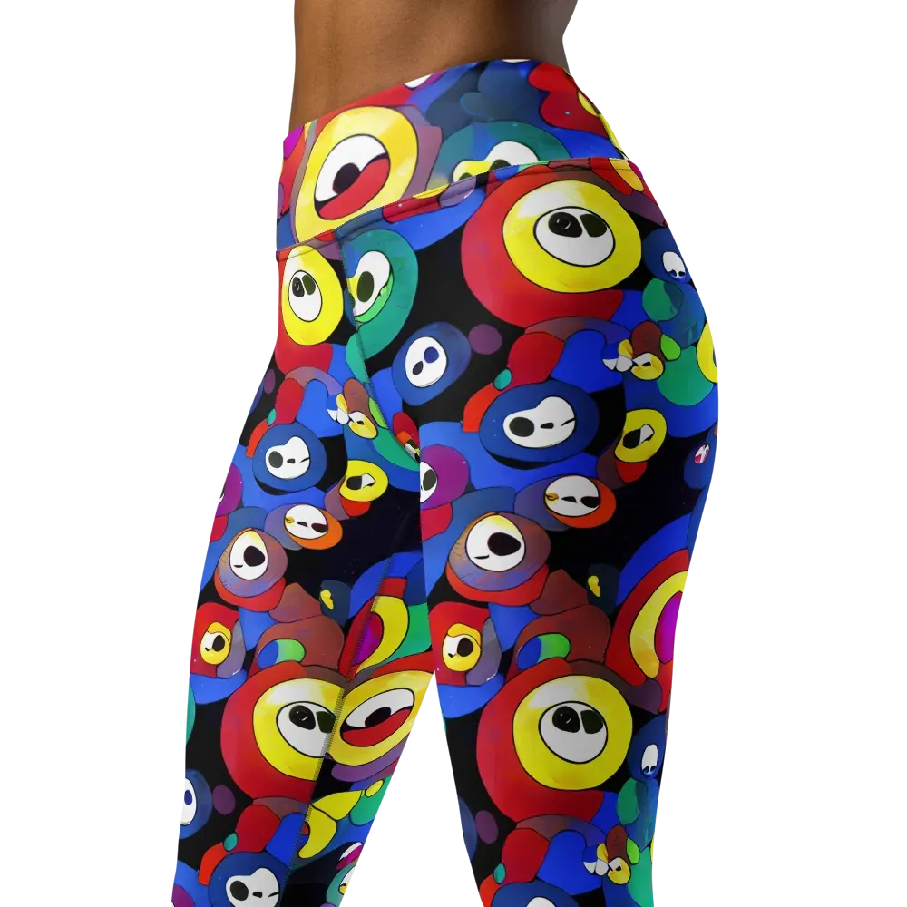 Neon Watchers on Yoga Leggings — Left Front