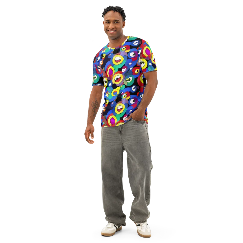 Neon Watchers on Men's Cotton Crew Neck T-Shirt — Front