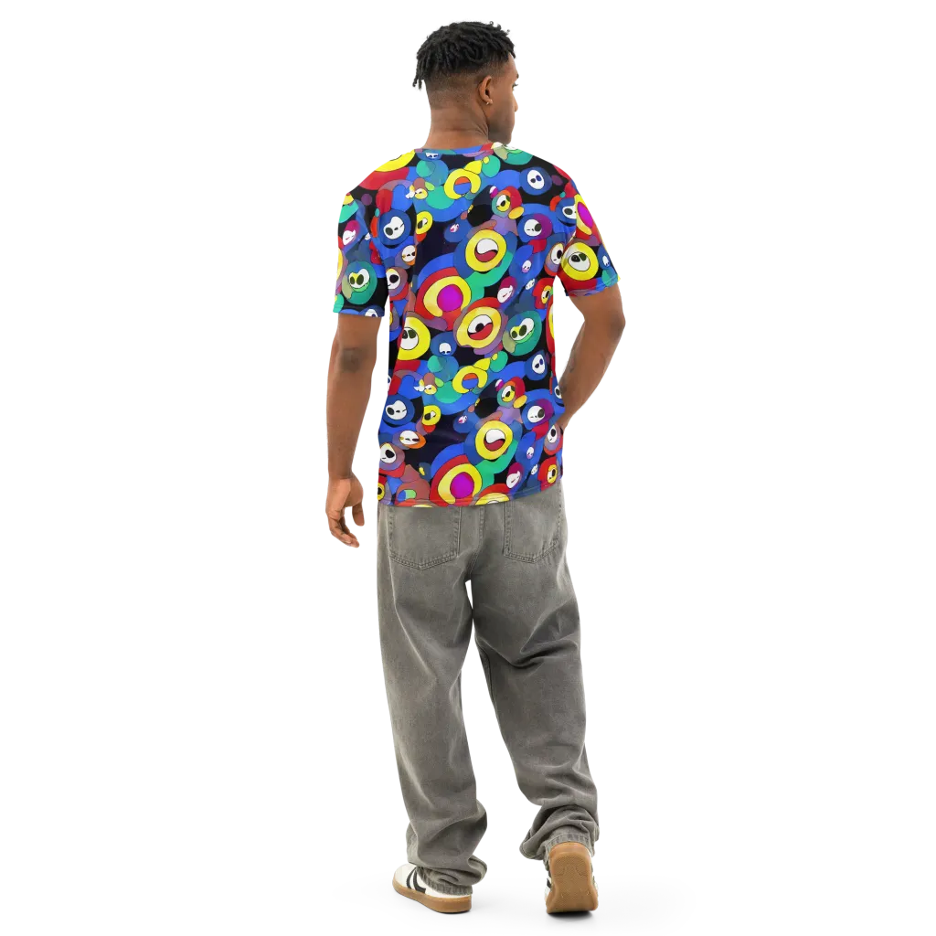 Neon Watchers on Men's Cotton Crew Neck T-Shirt — Back
