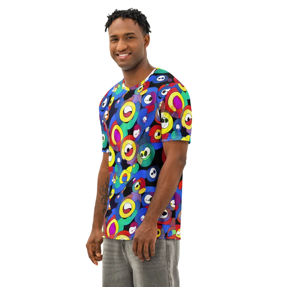 Neon Watchers on Men's Cotton Crew Neck T-Shirt — Left Front