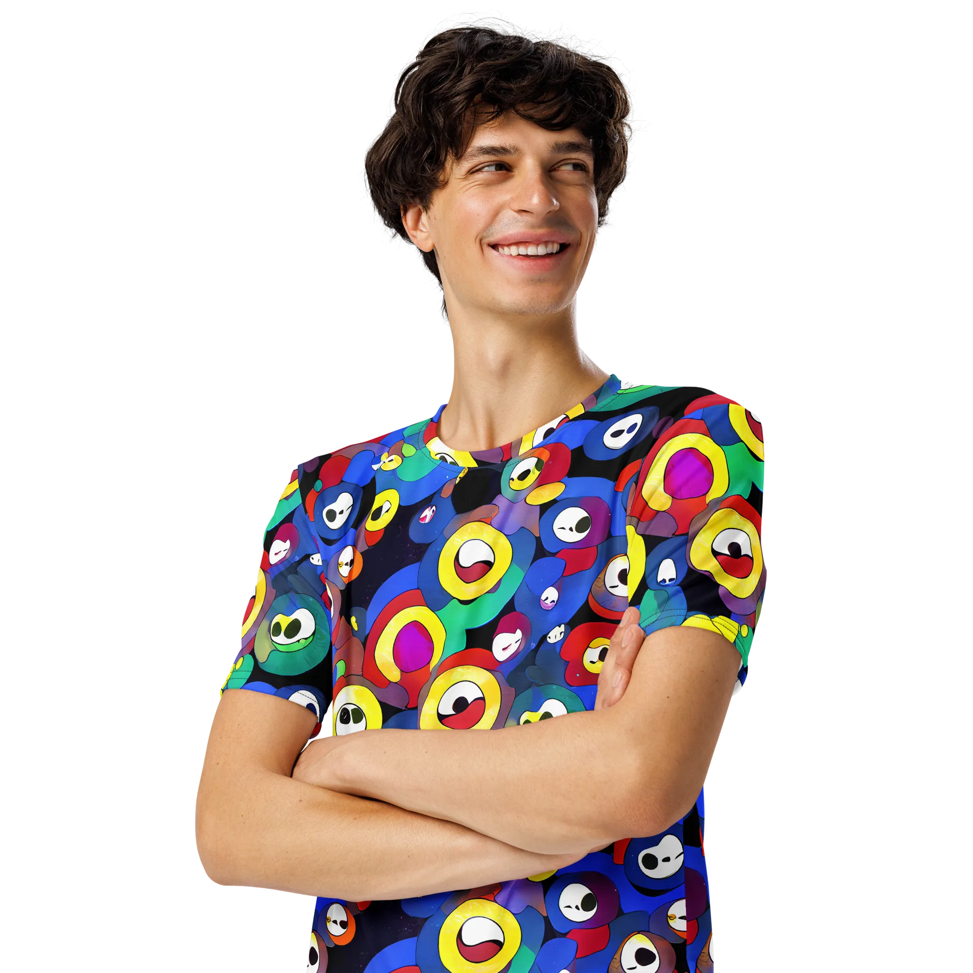 Neon Watchers on Men's Crew Neck T-Shirt — Left Front