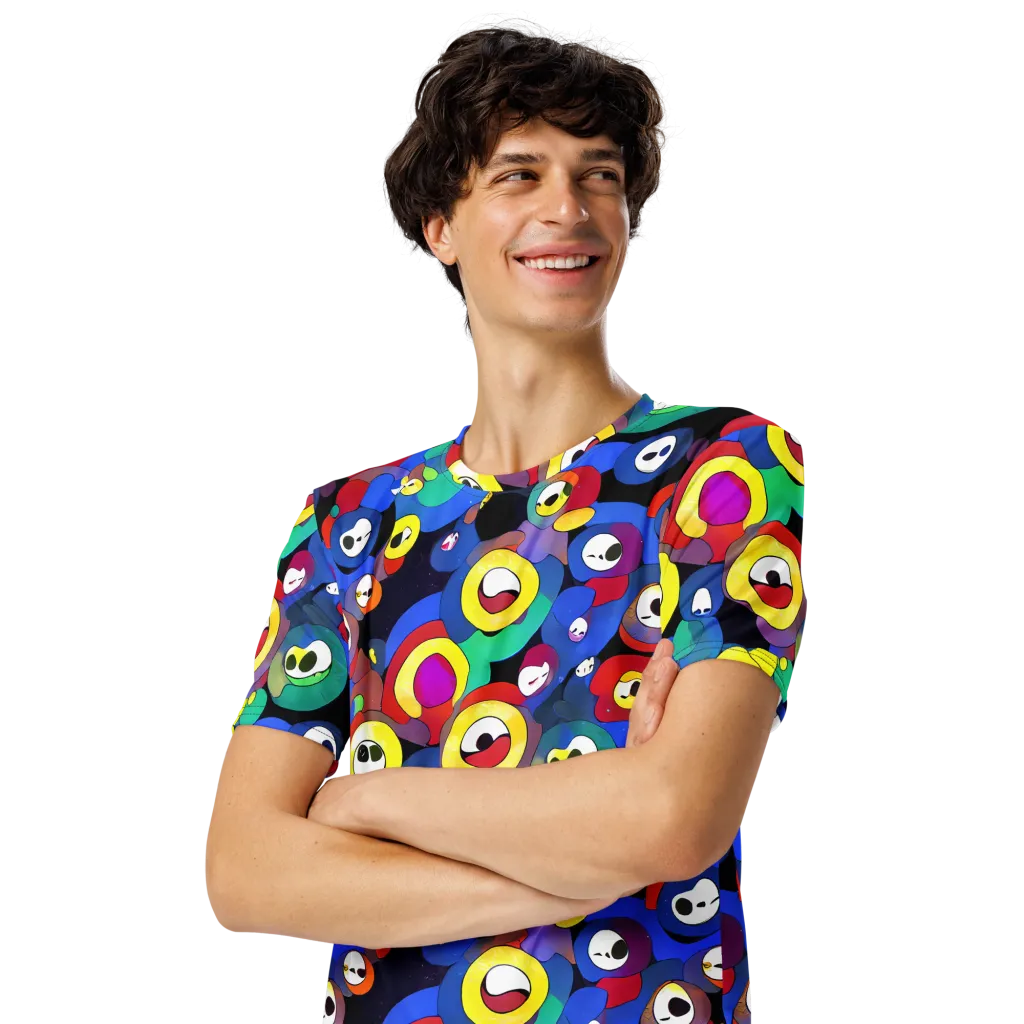 Neon Watchers on Men's Crew Neck T-Shirt — Left Front