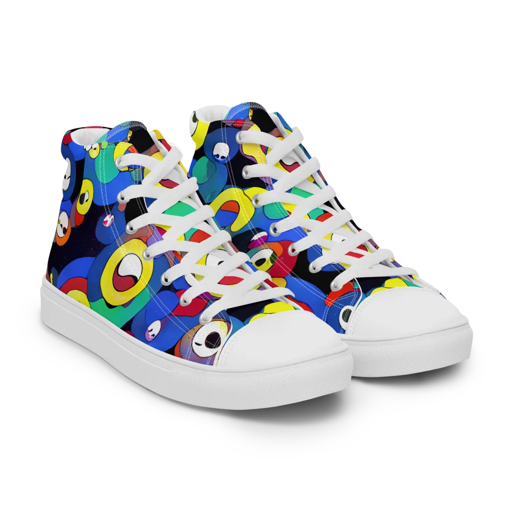 Neon Watchers on Men's High Top Canvas Shoes — Right Front