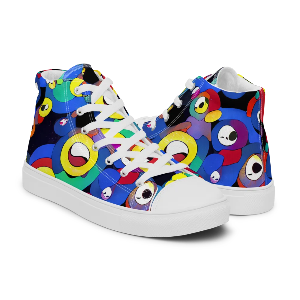 Neon Watchers on Men's High Top Canvas Shoes — Right