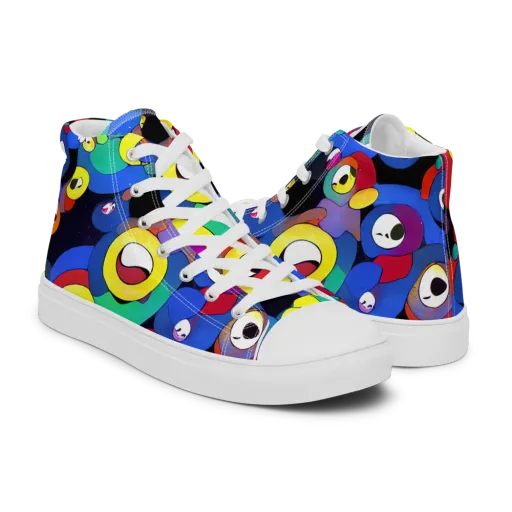 Neon Watchers on a Men's High Top Canvas Shoes
