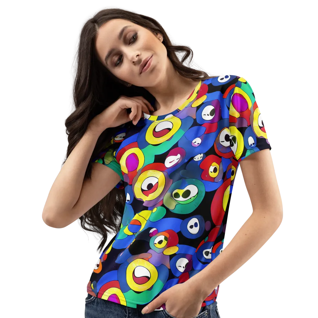 Neon Watchers on Women's Crew Neck T-Shirt — Left Front