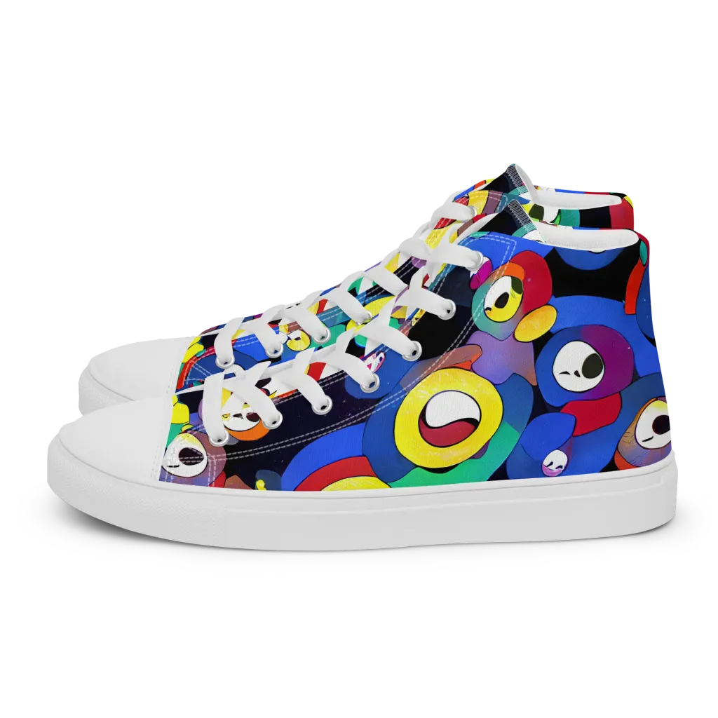 Neon Watchers on Women's High Top Canvas Shoes — Left