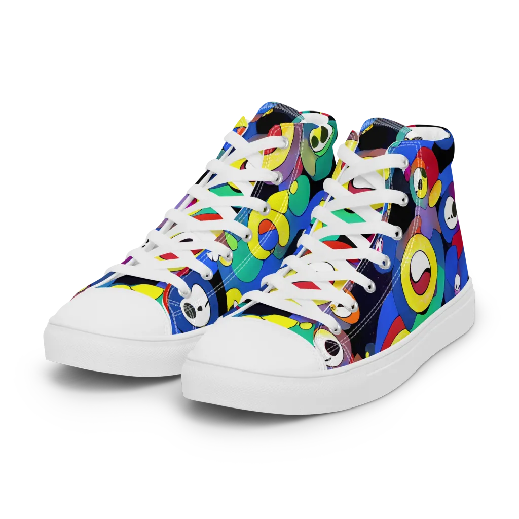 Neon Watchers on Women's High Top Canvas Shoes — Left Front