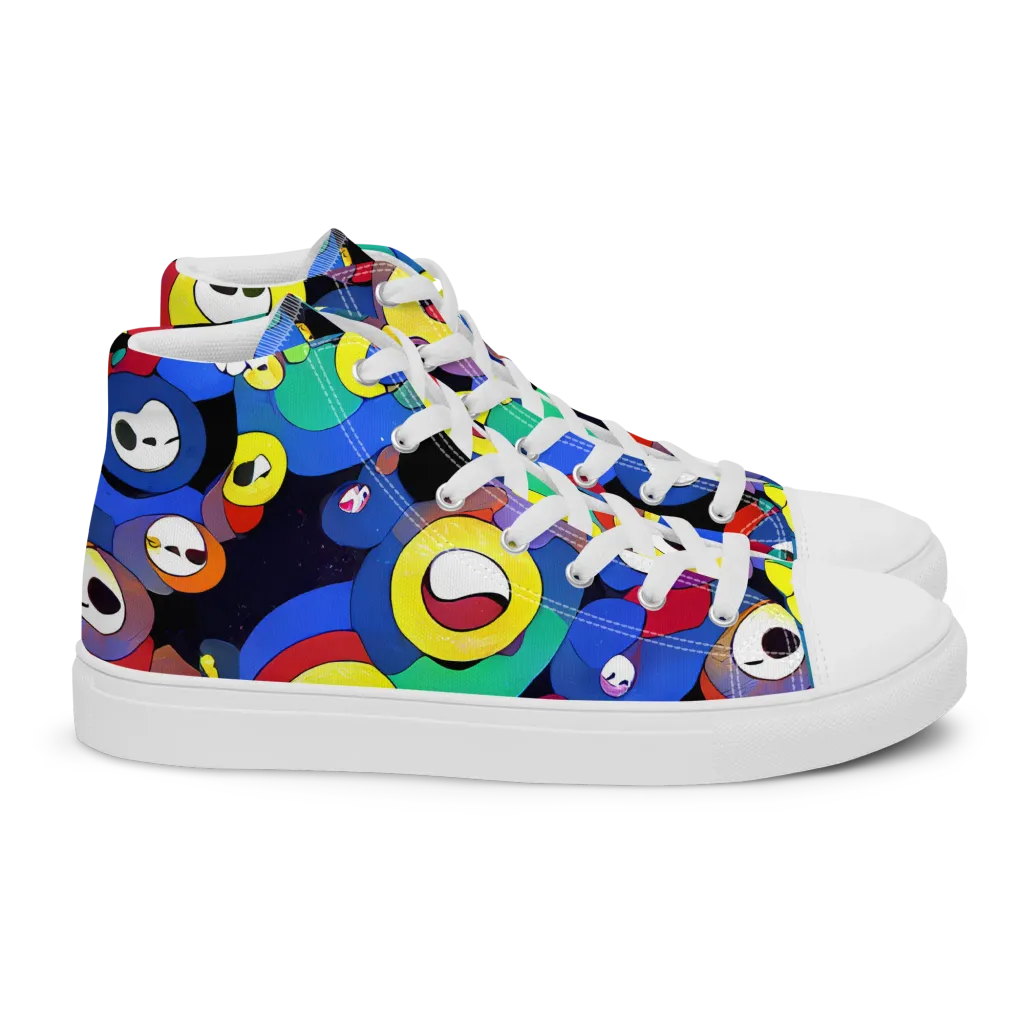 Neon Watchers on Women's High Top Canvas Shoes — Right