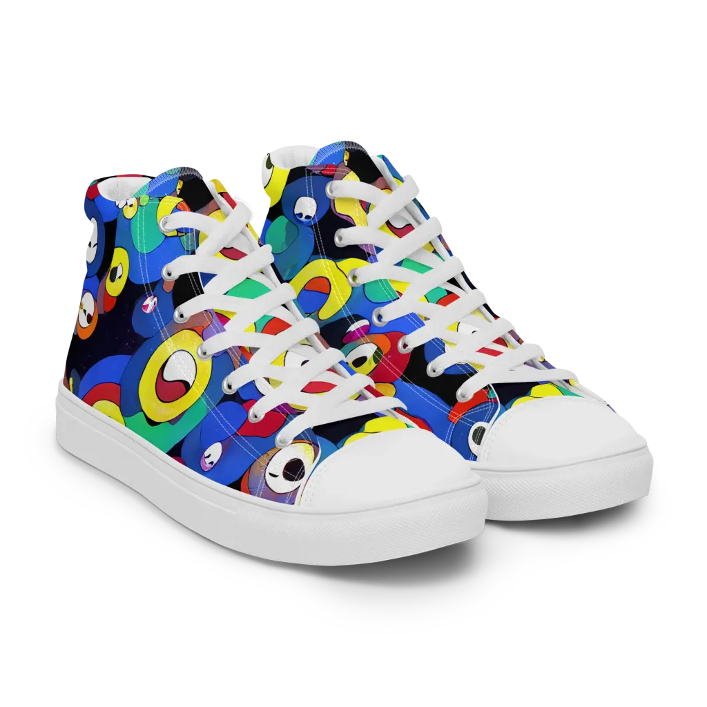 Neon Watchers on Women's High Top Canvas Shoes — Right Front