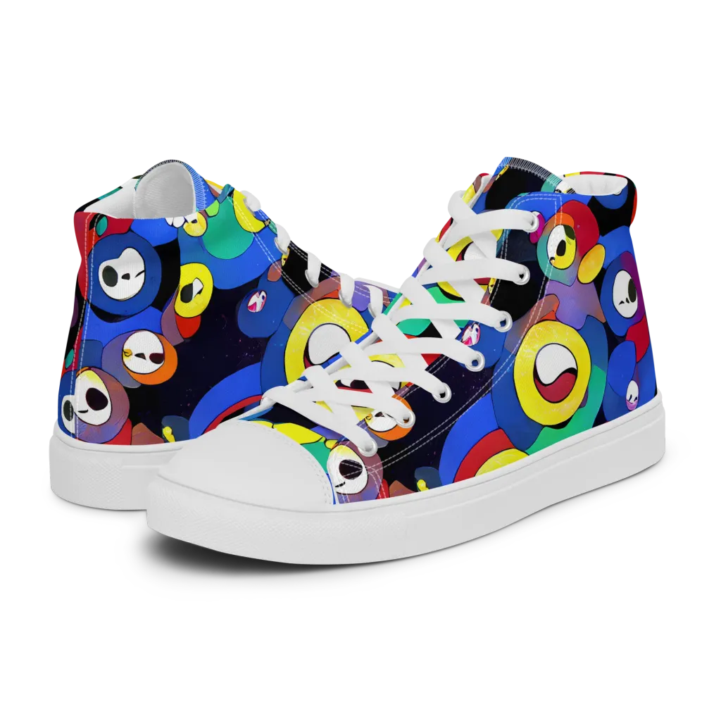 Neon Watchers on Women's High Top Canvas Shoes — Left