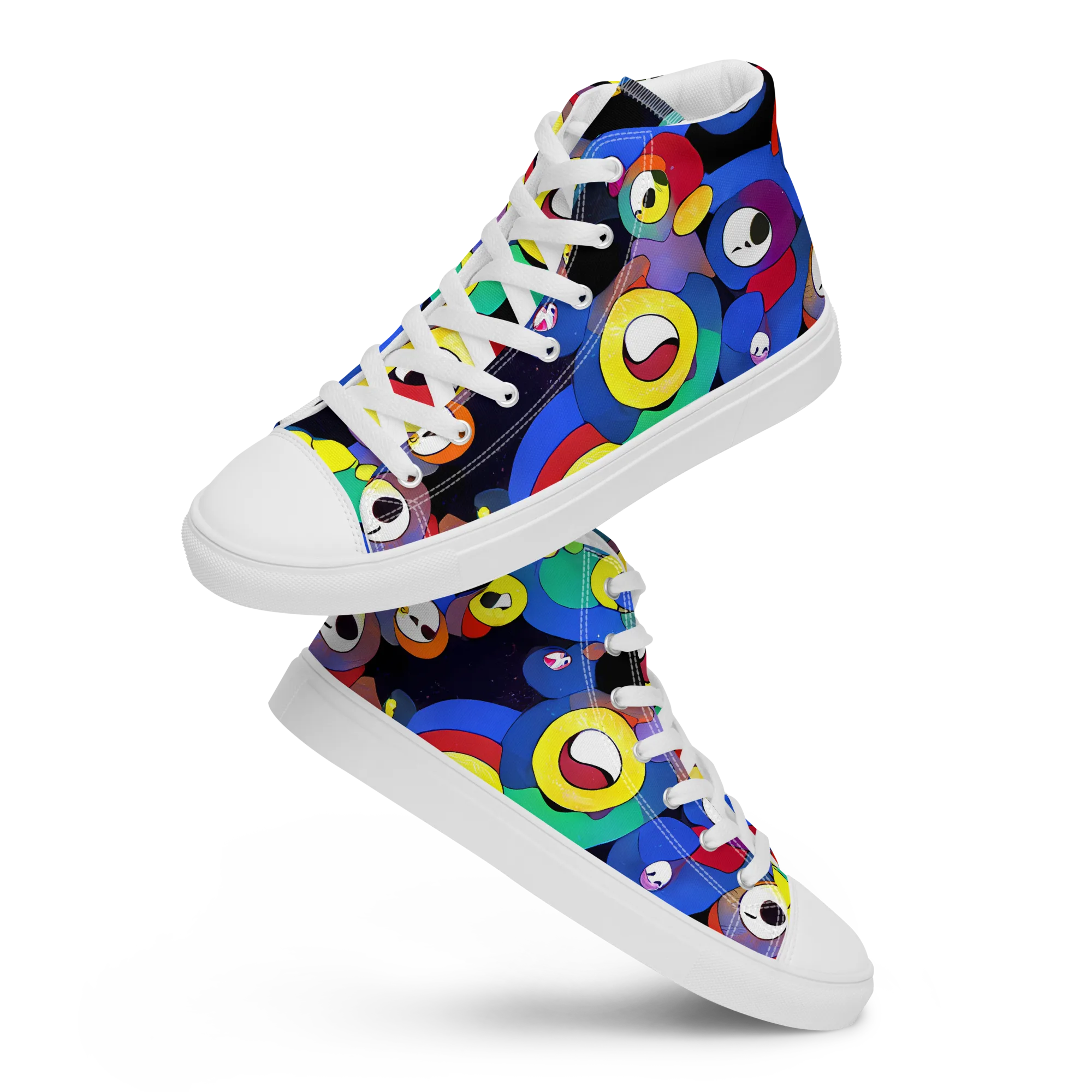 Neon Watchers on Women's High Top Canvas Shoes — Front