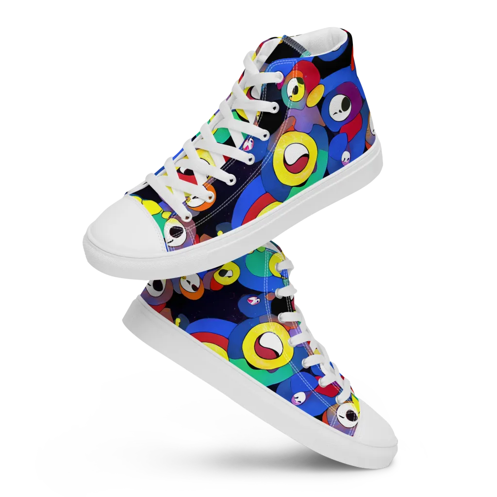 Neon Watchers on Women's High Top Canvas Shoes — Front