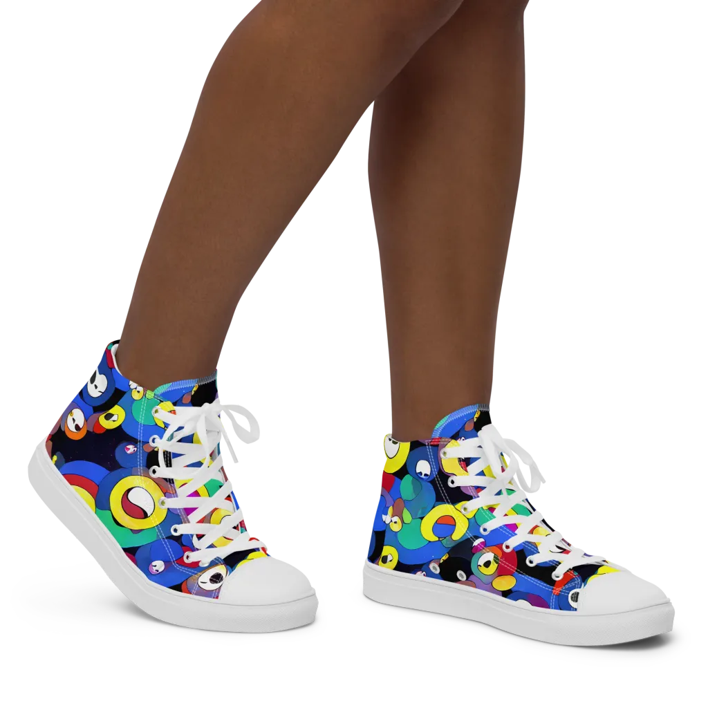 Neon Watchers on Women's High Top Canvas Shoes — Right