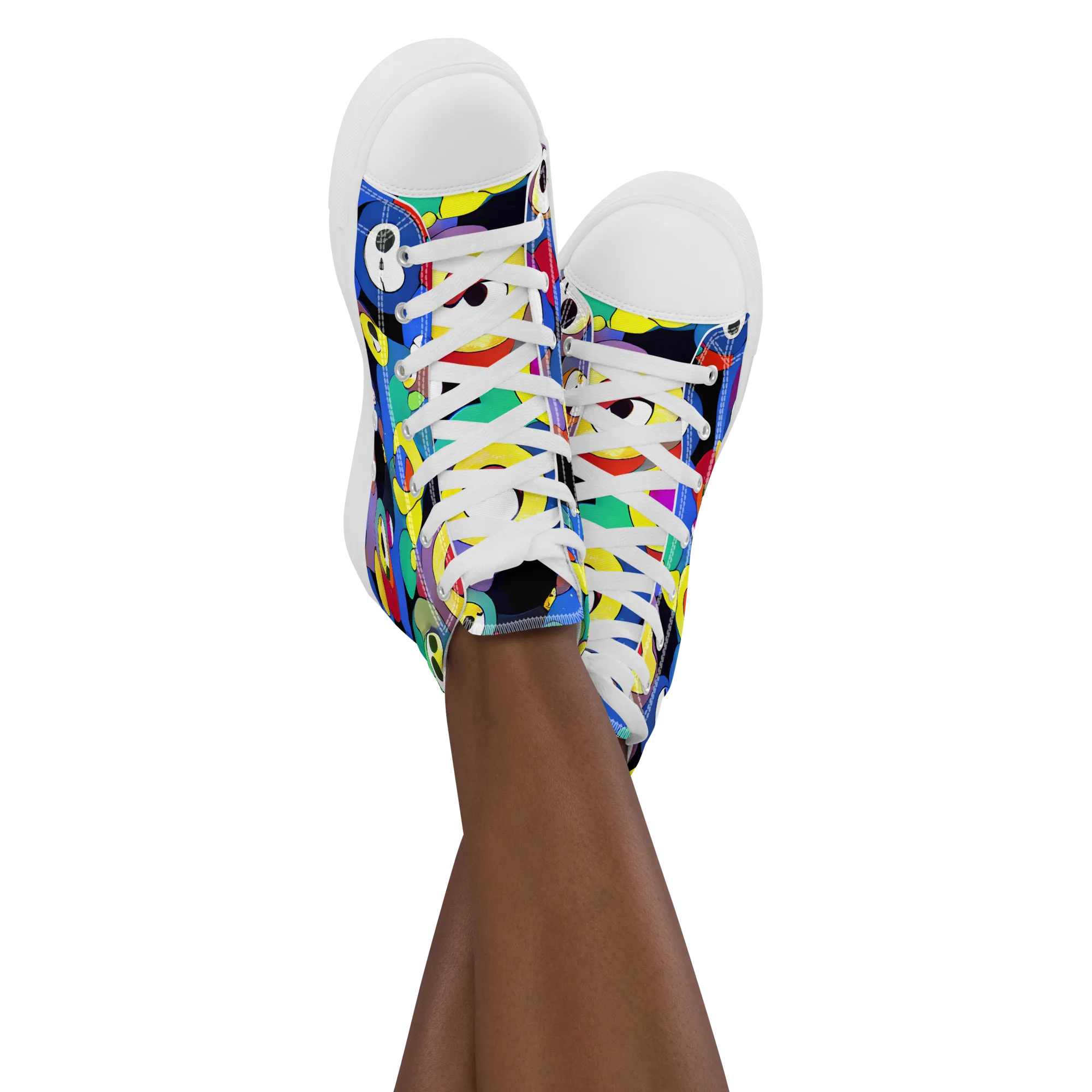 Neon Watchers on Women's High Top Canvas Shoes — Front
